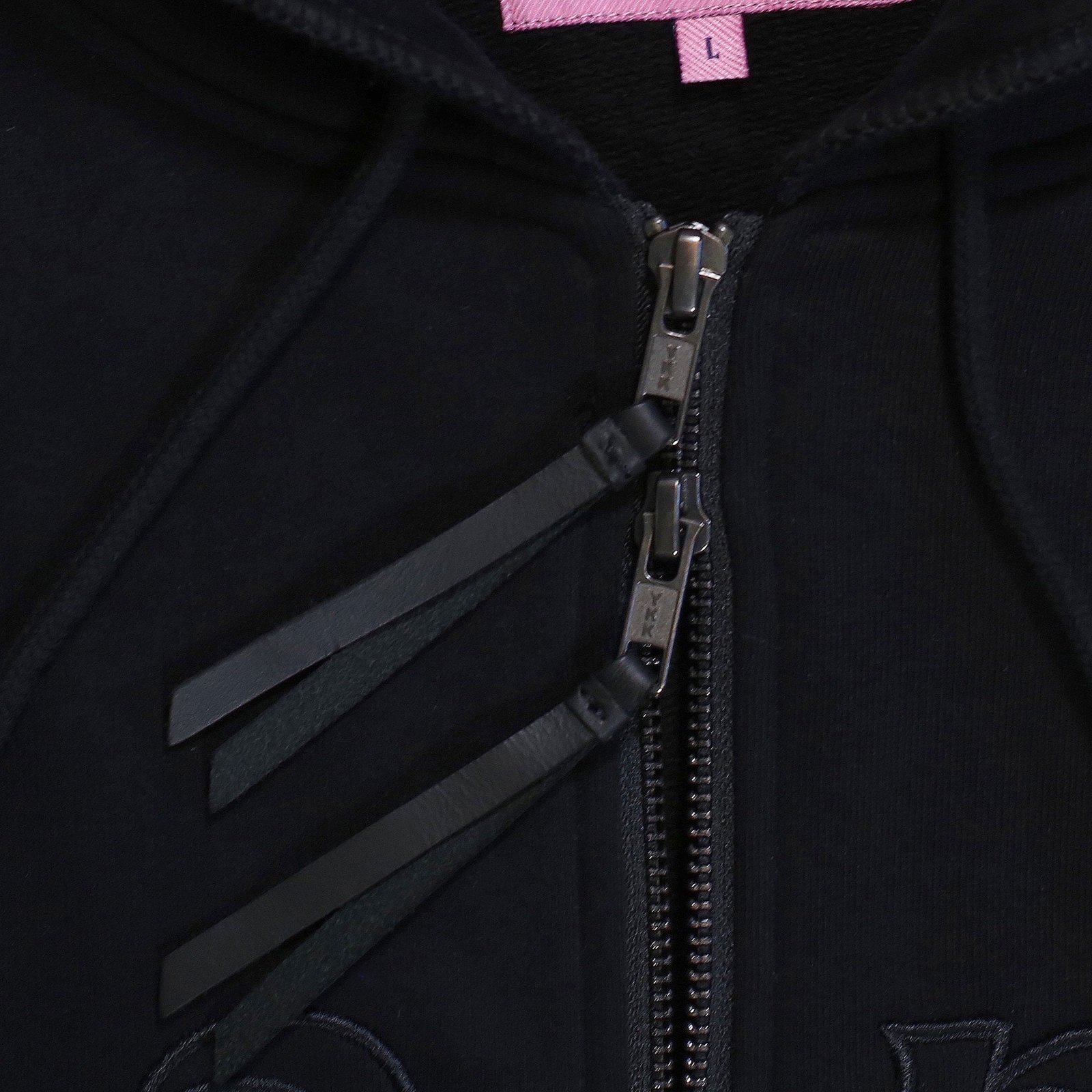 Zip Hood – Black – Black Tonal Applique Logo® 360gsm - Thanks.London