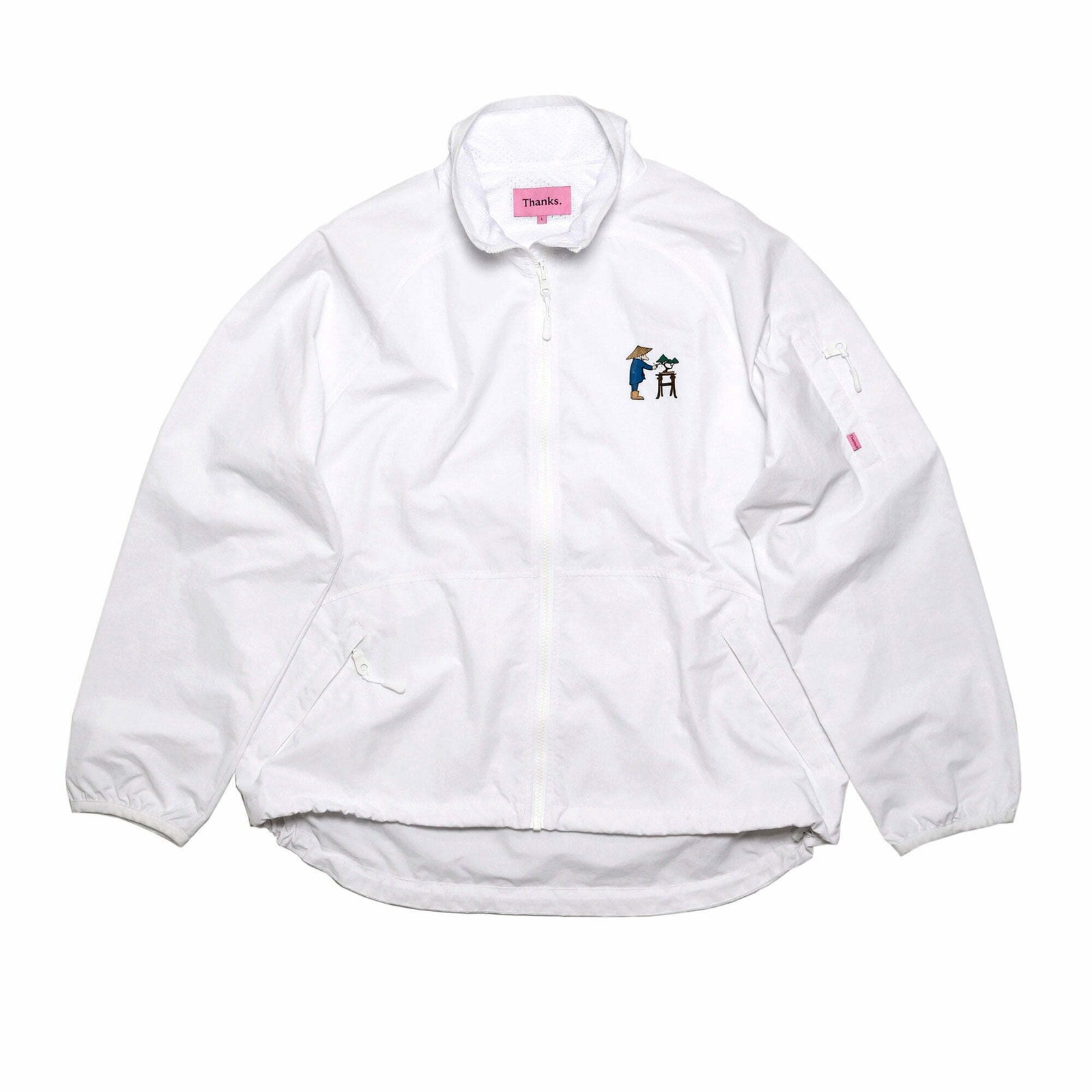 Nylon Track Jacket – White – Bonsai Kobayashi printed graphic - Thanks ...
