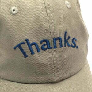 Thanks.London - Grey Cap - Navy Logo® - 4 TBHEL2 baseball cap Embroidery Detail Box 4