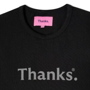 Thanks.London - Kids Black Reflective Logo T-Shirt - 2 TK007 second Image Kids Black Reflective Logo S S T shirt 1